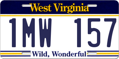 WV license plate 1MW157