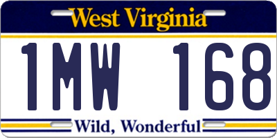 WV license plate 1MW168