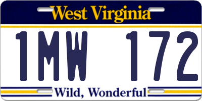 WV license plate 1MW172