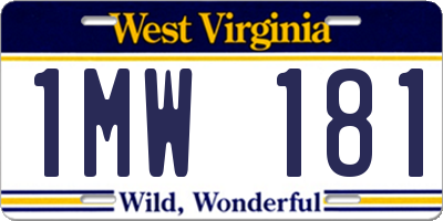 WV license plate 1MW181