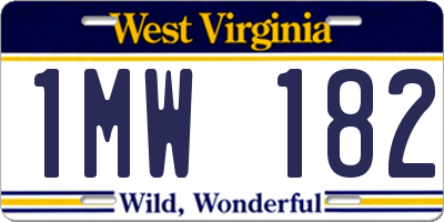 WV license plate 1MW182