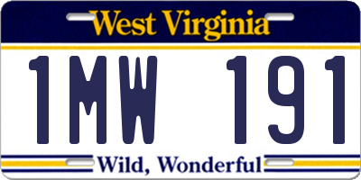 WV license plate 1MW191