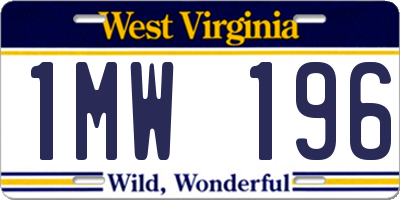 WV license plate 1MW196
