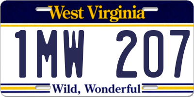 WV license plate 1MW207