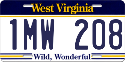 WV license plate 1MW208