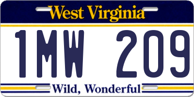 WV license plate 1MW209