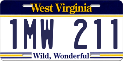 WV license plate 1MW211