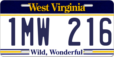 WV license plate 1MW216