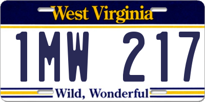 WV license plate 1MW217