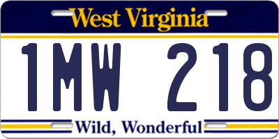 WV license plate 1MW218