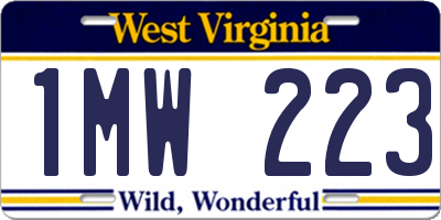 WV license plate 1MW223
