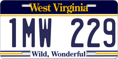 WV license plate 1MW229
