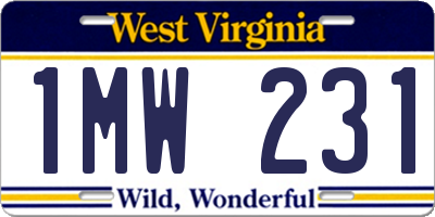WV license plate 1MW231