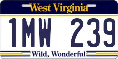 WV license plate 1MW239