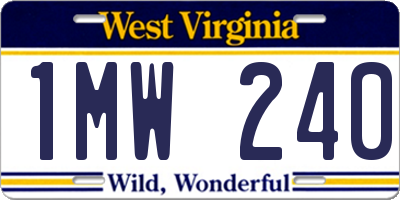 WV license plate 1MW240