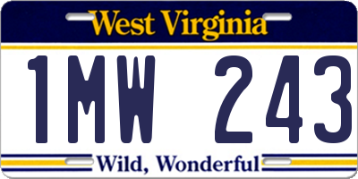 WV license plate 1MW243