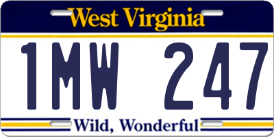 WV license plate 1MW247