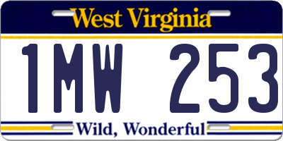 WV license plate 1MW253