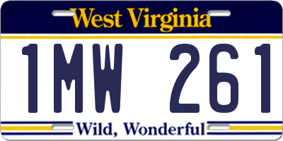 WV license plate 1MW261