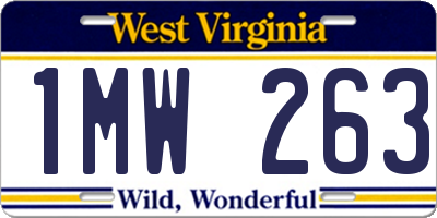 WV license plate 1MW263
