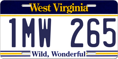 WV license plate 1MW265