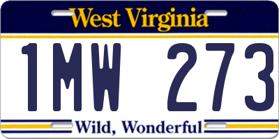 WV license plate 1MW273