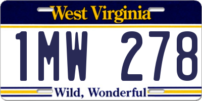 WV license plate 1MW278
