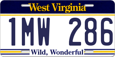 WV license plate 1MW286