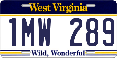WV license plate 1MW289