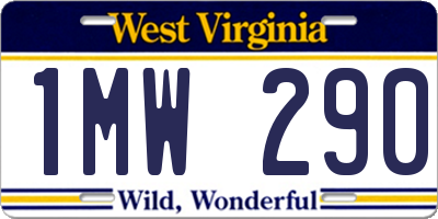 WV license plate 1MW290