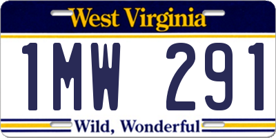 WV license plate 1MW291