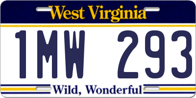 WV license plate 1MW293