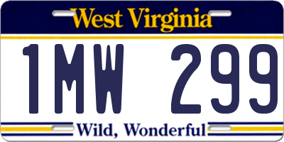 WV license plate 1MW299