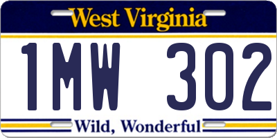 WV license plate 1MW302
