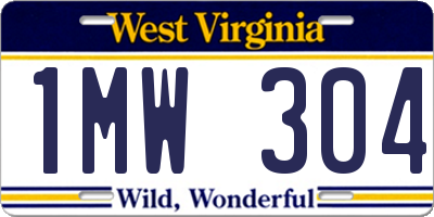WV license plate 1MW304