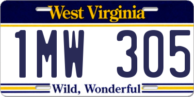 WV license plate 1MW305