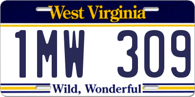 WV license plate 1MW309