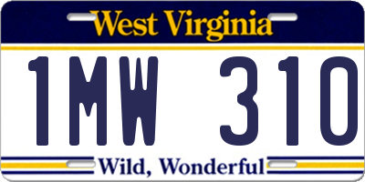 WV license plate 1MW310