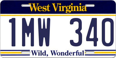 WV license plate 1MW340