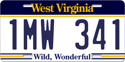 WV license plate 1MW341