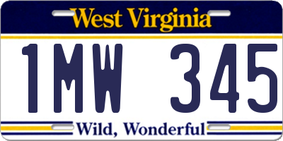 WV license plate 1MW345