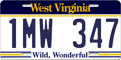 WV license plate 1MW347