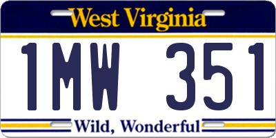 WV license plate 1MW351