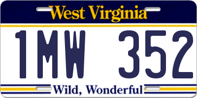 WV license plate 1MW352