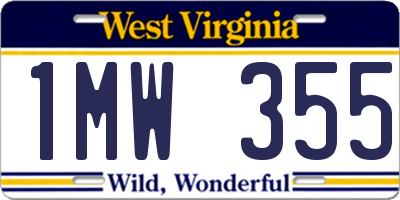 WV license plate 1MW355
