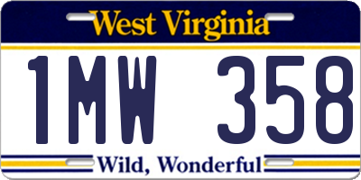 WV license plate 1MW358