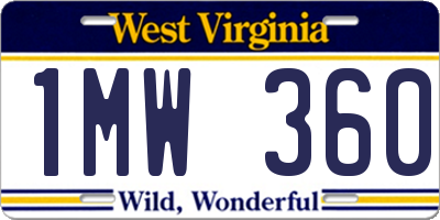 WV license plate 1MW360