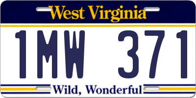 WV license plate 1MW371