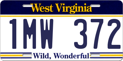 WV license plate 1MW372