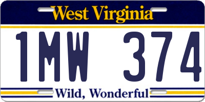 WV license plate 1MW374